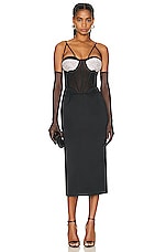 MARIANNA SENCHINA Bustier Midi Dress in Black, view 1, click to view large image.