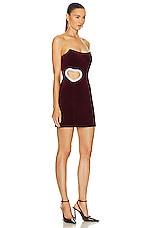 MARIANNA SENCHINA First Kiss Mini Dress in Burgundy, view 2, click to view large image.