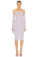 MARIANNA SENCHINA Flower Bloom Midi Dress in Lilac, view 1, click to view large image.