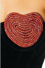MARIANNA SENCHINA Red Heart Corset Top in Black & Red Crystals, view 5, click to view large image.
