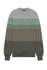 Missoni Crewneck Sweater in Beige & Green, view 1, click to view large image.