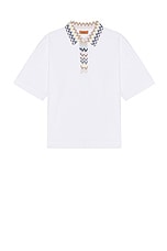 Missoni Short Sleeve Polo in White & Beige, view 1, click to view large image.