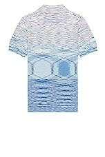 Missoni Short Sleeve Polo in Blue Space Dye, view 2, click to view large image.