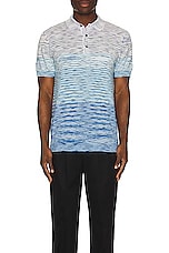 Missoni Short Sleeve Polo in Blue Space Dye, view 4, click to view large image.