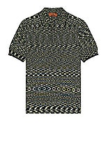 Missoni Short Sleeve Polo in Black & Lime Green, view 1, click to view large image.