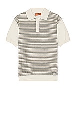 Missoni Short Sleeve Polo in Off White & Green, view 1, click to view large image.