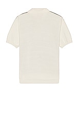 Missoni Short Sleeve Polo in Off White & Green, view 2, click to view large image.