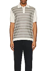 Missoni Short Sleeve Polo in Off White & Green, view 4, click to view large image.