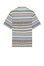 Missoni Short Sleeve Shirt in Green, Beige, & Light Blue, view 2, click to view large image.
