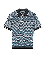 Missoni Short Sleeve Polo in Black & White, view 1, click to view large image.