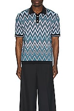 Missoni Short Sleeve Polo in Black & White, view 4, click to view large image.