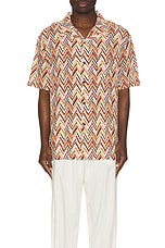 Missoni Short Sleeve Shirt in Orange & Beige, view 4, click to view large image.