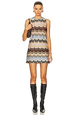 Missoni Sleeveless A-line Short Dress in Brown Base Multi Zig Zag, view 1, click to view large image.