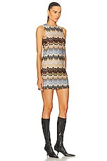 Missoni Sleeveless A-line Short Dress in Brown Base Multi Zig Zag, view 2, click to view large image.