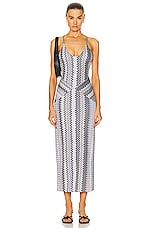 Missoni Sleeveless Long Slip Dress in Multi Grey, view 1, click to view large image.