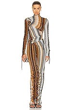 Missoni Turtleneck Long Dress in Multi Brown, view 1, click to view large image.