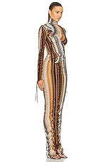 Missoni Turtleneck Long Dress in Multi Brown, view 2, click to view large image.