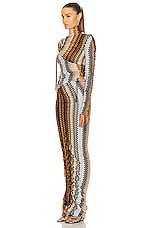 Missoni Turtleneck Long Dress in Multi Brown, view 3, click to view large image.