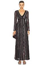 Missoni V Neck Long Dress in Multicolor & Bordeaux Base, view 1, click to view large image.