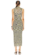 Missoni Turtleneck Sleeveless Long Dress in Lime & Black Space Dye, view 3, click to view large image.