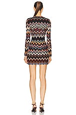 Missoni Long Sleeve Crewneck Mini Dress in Multi Brown & Black Base, view 3, click to view large image.