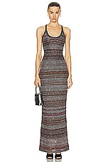 Missoni Mesh Knit Sleeveless Long Dress in Multicolor & Black Base, view 1, click to view large image.