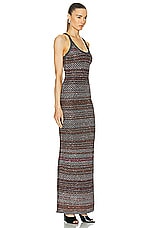 Missoni Mesh Knit Sleeveless Long Dress in Multicolor & Black Base, view 2, click to view large image.