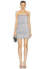 Missoni Zig Zag Sequin Dress in Light Blue, Grey, & White Base, view 1, click to view large image.
