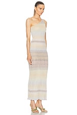 Missoni One Shoulder Long Dress in Multicolor With Beige & Silver Shades, view 2, click to view large image.