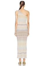 Missoni One Shoulder Long Dress in Multicolor With Beige & Silver Shades, view 3, click to view large image.