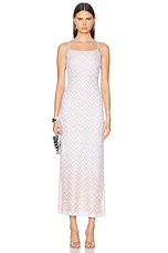 Missoni Nuanced Zig Zag Sleeveless Long Dress in Pastel Pink & White, view 1, click to view large image.