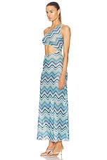 Missoni Long Cover Up Cut Out Dress in Microshaded Blue Tones, view 3, click to view large image.