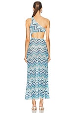 Missoni Long Cover Up Cut Out Dress in Microshaded Blue Tones, view 4, click to view large image.