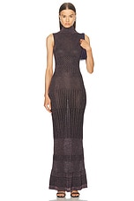 Missoni Lurex Sleeveless Long Dress in Black With Pink Base, view 2, click to view large image.