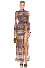 Missoni Long Dress in Multicolor Space-Dyed With Dark Base, view 1, click to view large image.