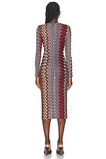 Missoni Long Sleeve Crewneck Midi Dress in Black, Pink, White, & Rust, view 3, click to view large image.