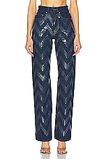Missoni Sequins Zig Zag 5 Pocket Trouser in Transparent Sequins & Dark Blue Base, view 1, click to view large image.