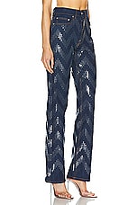 Missoni Sequins Zig Zag 5 Pocket Trouser in Transparent Sequins & Dark Blue Base, view 2, click to view large image.