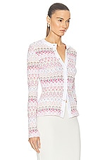 Missoni Flower Lace Buttoned Cardigan in Pink & Off White Tones Multicolor, view 2, click to view large image.