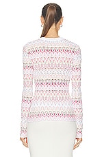 Missoni Flower Lace Buttoned Cardigan in Pink & Off White Tones Multicolor, view 3, click to view large image.