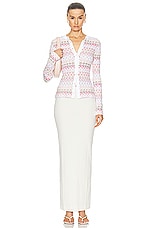 Missoni Flower Lace Buttoned Cardigan in Pink & Off White Tones Multicolor, view 4, click to view large image.
