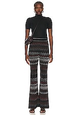 Missoni Flare Trouser in Multicolor Black Bordeaux, Grey & Brown, view 4, click to view large image.