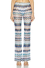 Missoni Micro Chevron Knit Trouser in Multicolor Blue Tones, view 1, click to view large image.