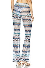 Missoni Micro Chevron Knit Trouser in Multicolor Blue Tones, view 3, click to view large image.