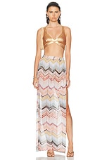 Missoni Macro Chevron Knit Trouser in Multicolor & Pale Pink Base, view 5, click to view large image.