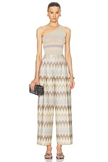 Missoni Wide Leg Trouser in Green, Beige, & Brown, view 4, click to view large image.