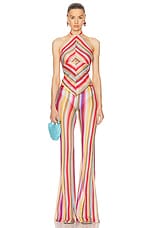 Missoni Flare Trouser in Multicolor Red Stripes, view 4, click to view large image.