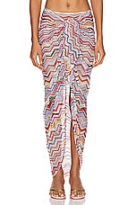 Missoni Chevron Net Long Skirt in Multicolor Red Tones, view 1, click to view large image.