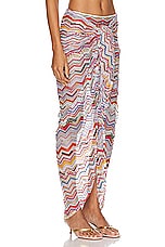 Missoni Chevron Net Long Skirt in Multicolor Red Tones, view 2, click to view large image.