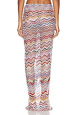 Missoni Chevron Net Long Skirt in Multicolor Red Tones, view 3, click to view large image.